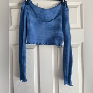 Waffle knit long sleeve crop top